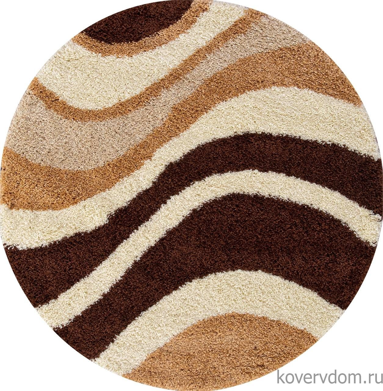 Ковер SHAGGY ULTRA s607 BEIGE-BROWN Круг