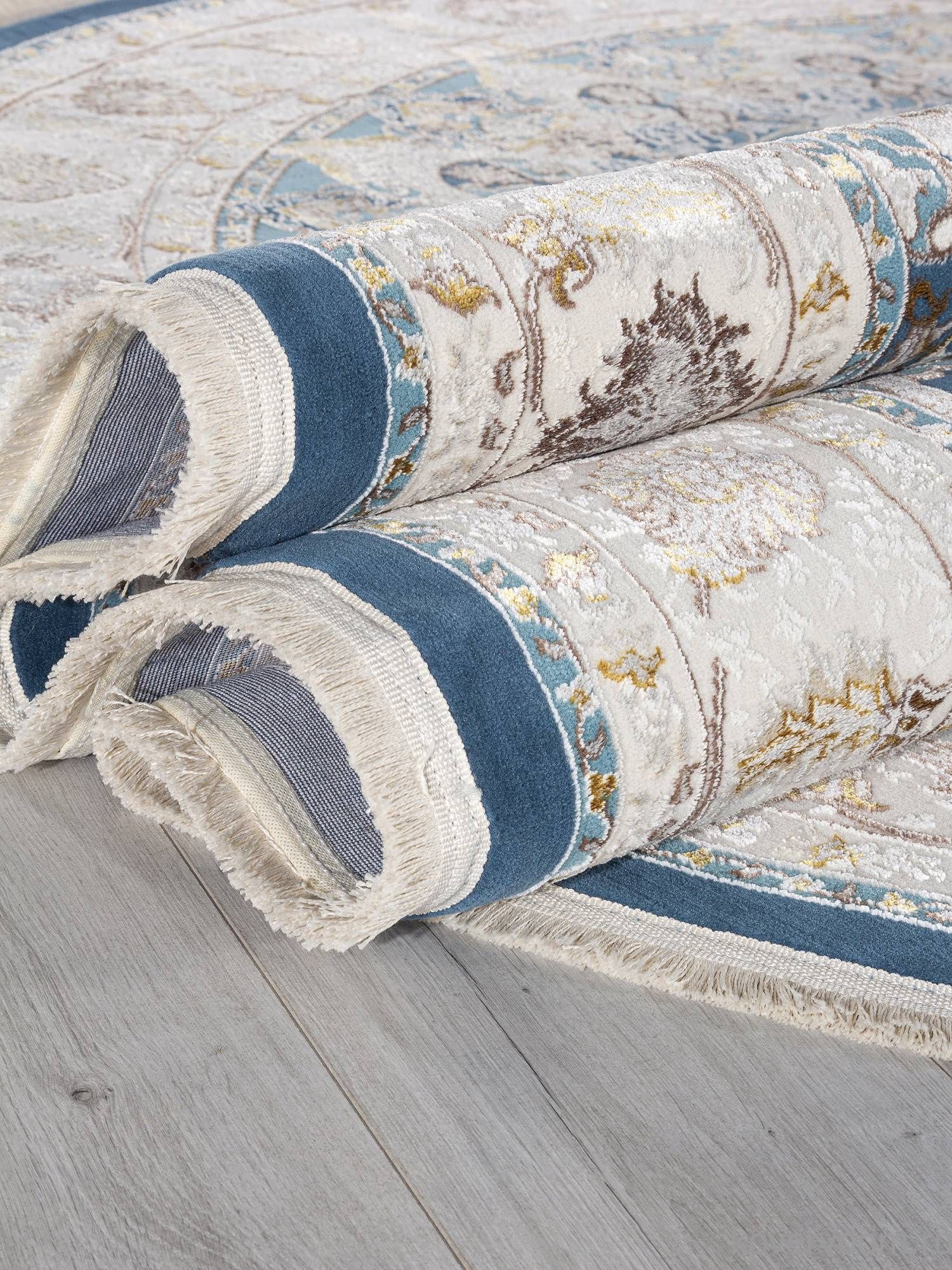 Ковер ZARINA A050B D.BLUE SHIRINK / CREAM Овал